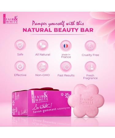 Fair & White So White Skin Brightening Soap 200g - Exfoliating Soap for Dark Spots on Body, Knees, Underarm - 7 oz - Buy Online on SooperMarket.com