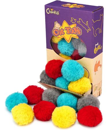 Chiwava 24PCS Catnip Furry Cat Toys Ball Soft Pom Pom Balls - Kitten Chase Quiet Play - Assorted Color - Buy Online on SooperMarket.com