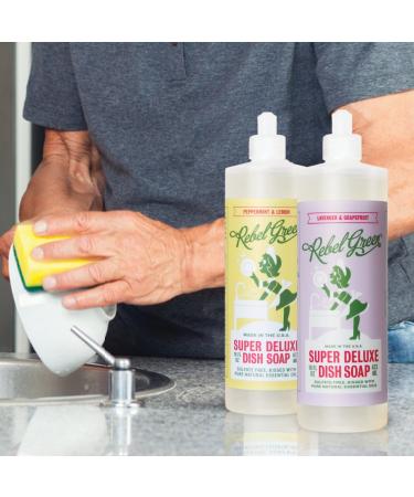 Rebel Green Super Deluxe Dish Soap - Natural & Sustainable Lavender Grapefruit Liquid Detergent (4 Pack, 16 oz) - Buy Online on SooperMarket.com