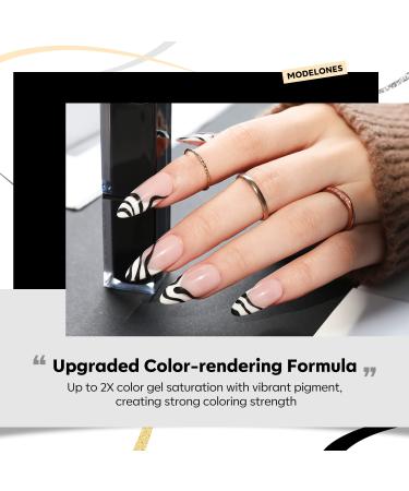 Modelones Gel Polish Nail Art Gel Liner Set - 4 Colors Classic White Black Silver Gold Glitter | French Tip Swirl Nails Design | Soak Off Thin Brush Gel Nail Art Supplies Kit | A-4 Colors Kit - Buy Online on SooperMarket.com