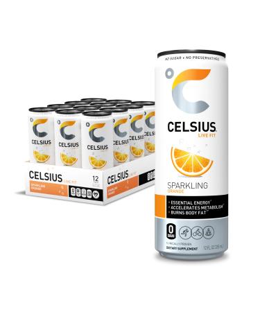 CELSIUS Essential Energy Drink 12 Fl Oz, Sparkling Orange (Pack of 12) Sparkling Orange 12 Fl Oz (Pack of 12)