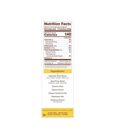 Simple Mills Veggie Flour Pita Crackers - Himalayan Salt, Gluten-Free, Vegan Paleo Friendly Snack, 4.25oz (Pack of 3) - Buy Online on SooperMarket.com