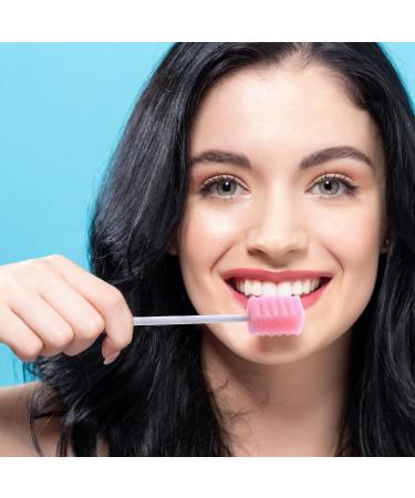 100 Pcs Disposable Mouth Swabs Sponge - Unflavored & Sterile Oral Care Swabs - Pink Tooth Shape - Buy Online on SooperMarket.com