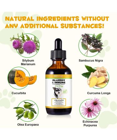 Natural Allergy Relief for Dogs - Herbal Drops for Itchy Skin & Seasonal Allergies - Supports Healthy Immune System - Bacon Flavor - 60ml - Buy Online on SooperMarket.com