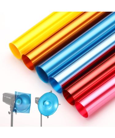 Soonpho 6PCS 19x39in/50x100cm Diffusion Lighting Gel Filter Sheet, Transparent Color Correction Roll Film Plastic Sheet for Photo Studio Strobe Flash, LED Video Light