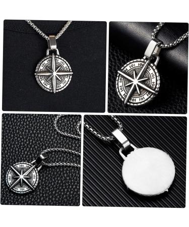 CHILDWEET 1pc Compass Necklace Mens Necklace Mens Pendants Vintage Star Necklace Man Stainless Steel Jewelry - Buy Online on SooperMarket.com