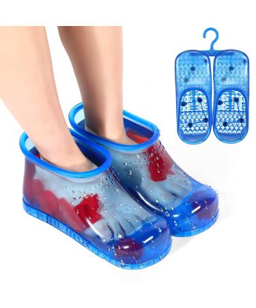 Newcotte Portable Massage Foot Bath Shoes Large Massage Foot Bath Massage Boots Portable Foot Soak for Thermal Massage to Promote Blood Circulation for Soaking Foot Toe Nails Ankles (Blue)