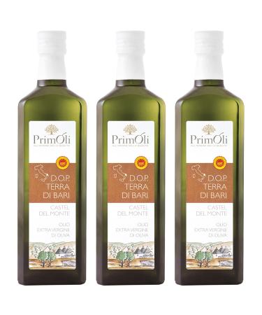Primoli cold -pressed olive oil D.O.P.Terra di Bari from Pugia in southern Italy intensely fruity ideal for pasta and vegetables of the season soups or roasts 3x500 ml D.O.P.Terra di Bari 500 ml (3 pack)