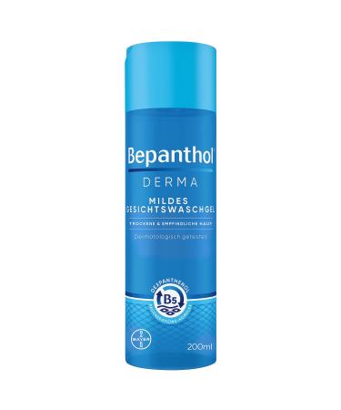 Bepanthol derma mild facial wash mild face washing gel for sensitive and dry skin dermatologically tested moisture dispenser with dexpanthenol soap -free 200 ml bottle neutral 200 ml (1 Pack)