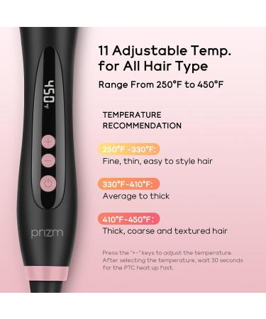 Prizm Pro Clamp Curling Iron Set 5 Interchangeable Barrels 11 Adjustable Temp Dual Voltage Rose Pink Perfect for Travel & Beautiful Curls - Buy Online on SooperMarket.com