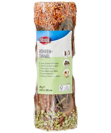 Trixie 60770 Natural Snack Tube Tunnel with Hay Filling for Small Rodents & Rabbits (Hibiscus Blossoms 20 cm/25g)