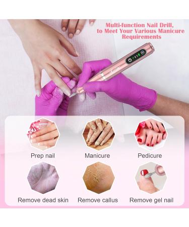 Kredioo Electric Nail Drill for Acrylic Gel Nails - 20000RPM Rechargeable Portable Manicure Set for Cuticle and Callus Removal - Cordless E File Nail Care Kit (Gold) - Buy Online on SooperMarket.com