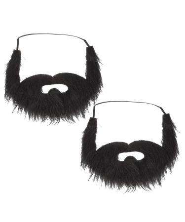 2pcs Fake Beard Party Supplies for Adults Halloween Decor Prom Decor Old Man Stick-on Mustache Fake Beard Costume Halloween
