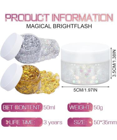 3Pcs Holographic Body Glitter Gel with 3 Makeup Brushes 50ml Mermaid Sequins Sparkling Liquid Eyeshadow Sequins Glitter for Face Body Eye Hair DIY Art Festival Party Makeup Decoration - Buy Online on SooperMarket.com