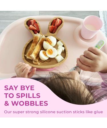 Nohla Baby Weaning Suction Plate - Billie the Bunny - Cherry - 100% Bamboo & FDA Silicone - Spill-Proof Base - BPA-Free - Ideal for 6 Months - Buy Online on SooperMarket.com