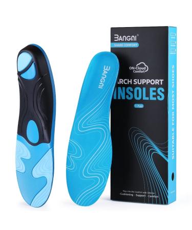 3ANGNI Plantar Fasciitis Insoles Arch Support Insoles for Women Men Relief of Foot Pain Flat Feet Metatarsalgia High Arch Heel Pain Heavy Duty Support Orthotics Insoles for Standing All Day (XS)Men 3 - 4.5 / Women 5 - 6.5 Blue