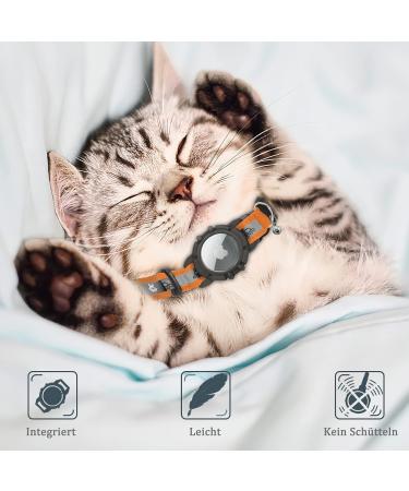 Reflective Airtag Cat Neck Band - Jiarui GPS Collar for Cats & Puppies 9-13 inch - Adjustable with Bell - Orange - Buy Online on SooperMarket.com
