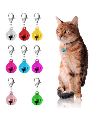 BLMHTWO 8PCS Cat Dog Collar Bells 1.38"/3.5cm Cat Bells Collar Charms Colorful Pet Collar Bells Kitty & Puppy Loud Bell Pendant with Clasps for Dog Cat Collar DIY Craft Decoration