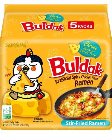 Samyang Hot Chicken Flavour Buldak Noodles Cheese Halal 140g (Pack of 5)