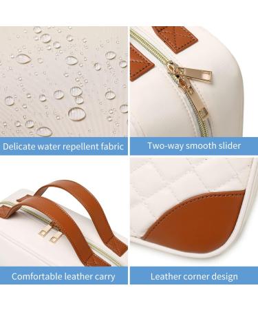 SHENHU Beige Toiletry Bag with Hanging Hook - Water-resistant Travel Makeup Organizer for Women - Buy Online on SooperMarket.com
