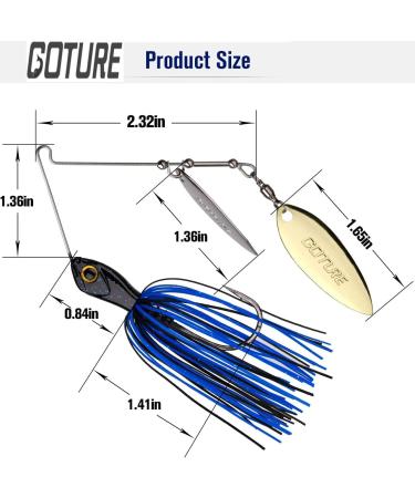 Goture Bass Fishing Lure Spinner Baits Kit - Topwater Buzzbait Set for Saltwater & Freshwater Bass Fishing - 5 Pack 1/2 oz Spinner Baits Lures - Buy Online on SooperMarket.com