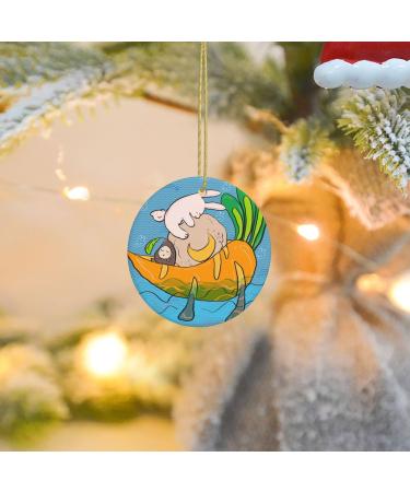 YYHHAOFA Sunflower Seeds and Rabbits Prints Christmas Ceramic Round Pendant Decoration - Festive Hanging Ornament for Stores and Homes -2.9 in - Buy Online on SooperMarket.com