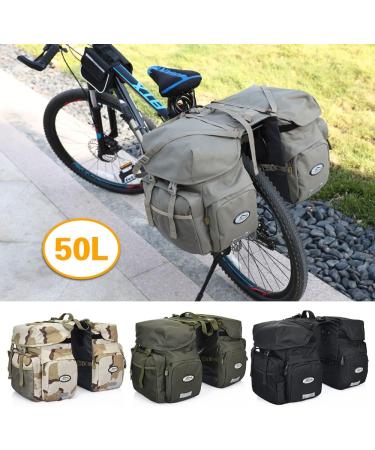 Lixada 50L Waterproof Bike Pannier Bag | Large Capacity Bicycle Trunk Bag | Army Green - Buy Online on SooperMarket.com