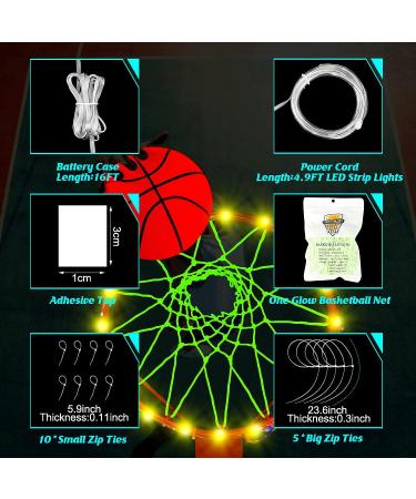 Glow in The Dark Basketball Set for Kids - LED Lights, Nightlight Net, Remote Control - 16 Colors - Outdoor Hoop Accessories - Buy Online on SooperMarket.com
