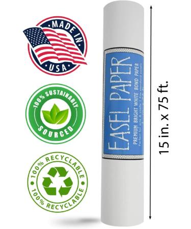 15x75' White Art Easel Paper Roll - 100% Recyclable Non-Yellowing Bond Paper - Buy Online on SooperMarket.com