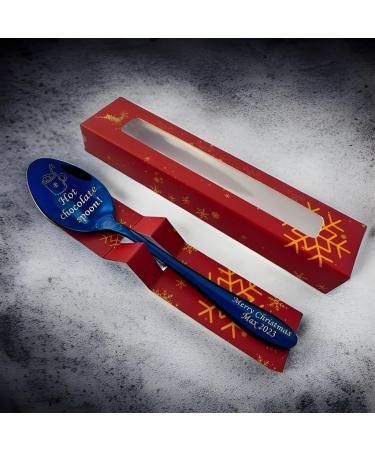 Premium Hot Chocolate Spoon with Christmas 2023 Gift Box - 15cm Size - Available in Silver Gold Rose Gold Black Blue Rainbow and Purple - Holiday xnas Gift - Buy Online on SooperMarket.com