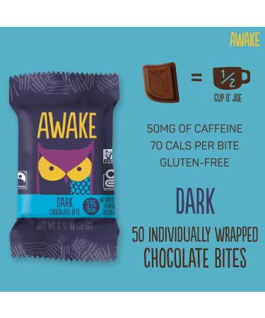 AWAKE Caffeinated Chocolate - Dark Chocolate - Pack of 50 - 0.48 Oz. - Buy Online on SooperMarket.com
