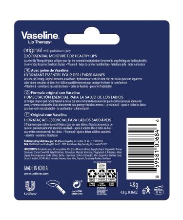 Vaseline Lip Therapy Original - Fast-Acting Moisturizer for Very Dry Lips | Lip Balm Stick (Pack of 8 - Buy Online on SooperMarket.com