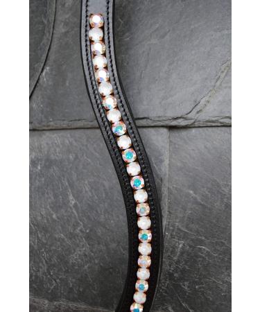 Gl cksHucke 'Silk Shine' Powder White Browband with Crystal AB for Thoroughbreds - Premium Horse Accessories - Buy Online on SooperMarket.com