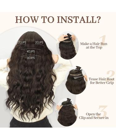 KooKaStyle 20 Inch Ash Brown mix Platinum Blonde Hair Extensions - 4PCS Clip in Long Beach Wavy Double Weft Thick Natural Hairpieces for Women - Full Head Coverage - Buy Online on SooperMarket.com