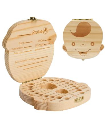 Fitn beau Baby Tooth Box Boy Tooth Storage Box Baby Tooth Storage Box Wooden Children's Tooth Storage Box Children's Deciduous Tooth/Umbilical Cord/Lanugos Memory Storage Box.