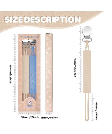 Pacifier Clip for Boys Girls - MORIBOX Silicone Paci Clip with Teething Relief - 2 Pack (P-Beige&Blue) - Buy Online on SooperMarket.com