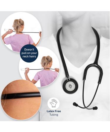 Scandinavian Classic Matte Black Stethoscope - Lightweight 5.1oz Dual Head Chestpiece 29in Black Tube for Nursing - Buy Online on SooperMarket.com
