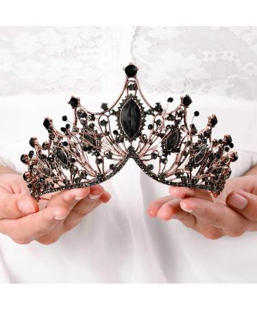 Aceorna Baroque Queen Crowns Crystal Wedding Crowns and Tiaras Rhinestones Costume Tiara Bridal Hair Accessories for Women Gorgeous Black