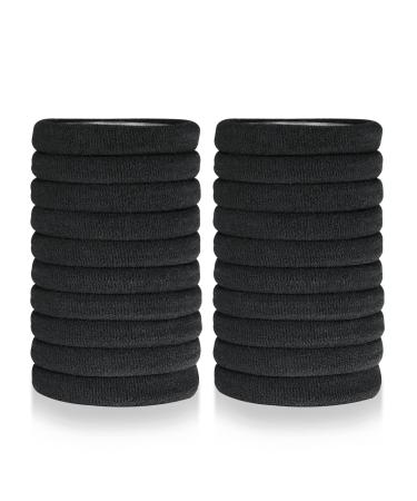 Sularpek 20 pieces of hair tie black 8mm rubber bands hair bands cotton hair tie strong stretch hair bands ponytail for girls women 1 piece (20 pack)