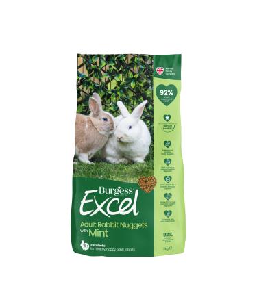 Burgess Excel Nuggets with Mint Adult Rabbit Food 3 kg 3 kg (Pack of 1)