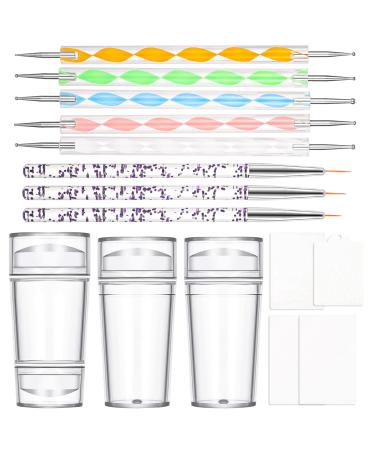 Friusate 15 pieces of nail stamp clear nail art stamper jelly with spatula setpinsel for gel nails make nails French pointed manicure stamp for French nails smile line