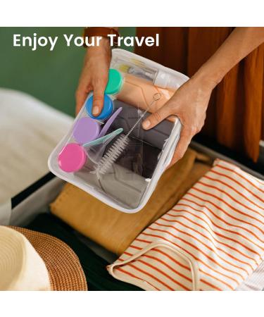 100ml x 4 Silicone Travel Bottles Set - Portable Shampoo & Lotion Containers for Travel - 17 Piece Toiletry Set - Buy Online on SooperMarket.com