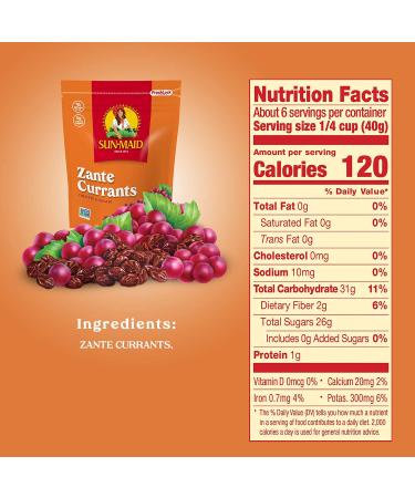 Sun-Maid California Zante Currants Snack - 8 oz Bags (Pack of 6) | Natural Dried Fruit | Non-GMO | Vegan | Vegetarian Friendly - Buy Online on SooperMarket.com