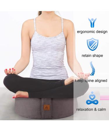 Zafu Buckwheat Meditation Cushion in Cyan Blue - 16x16x5 - Premium Yoga Pillow - Buy Online on SooperMarket.com