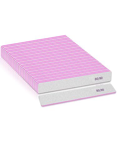 50 Pcs Nail File 80/80 Grit Nail Files for Acrylic Nails & Gel Nails  Double Sided Emery Board for Nails  Professional Nail File Coarse Nail File for Home and Salon Use 80/80 for fake nails(50pcs)