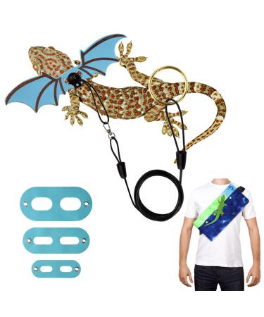 Betinyar Bearded Dragon Carrier Sling Adjustable Bearded Dragon Leash with Wings Pet Carrier Backpack Blue