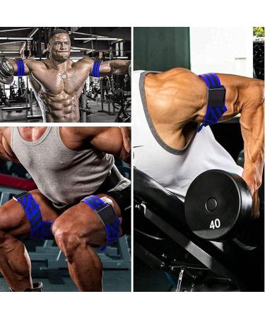 Isesuch Blood Flow Restriction Bands 2PCS - Arm & Leg Occlusion Straps for Muscle Training - Blue/Black 60cm - Buy Online on SooperMarket.com