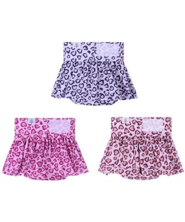 CuteBone Female Dog Diapers with Skirts 3 Pack Reusable Puppy Dresses Pants for Heat Cycle Period QBD07L Leopard print 3pcs skirts L