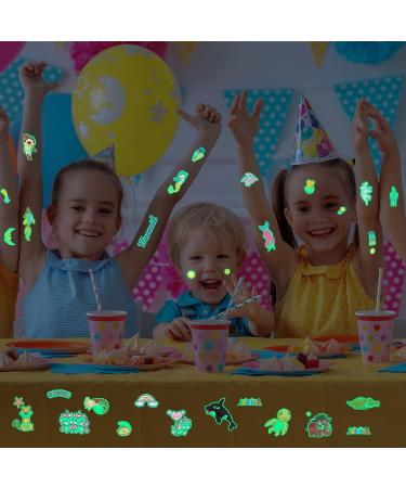 350+ Glow In The Dark Temporary Tattoos for Kids - Waterproof Luminous Fake Tattoo Sticker Assortment with Dinosaur, Unicorn, Mermaid, Space, Sea Animals - Boys and Girls - Buy Online on SooperMarket.com