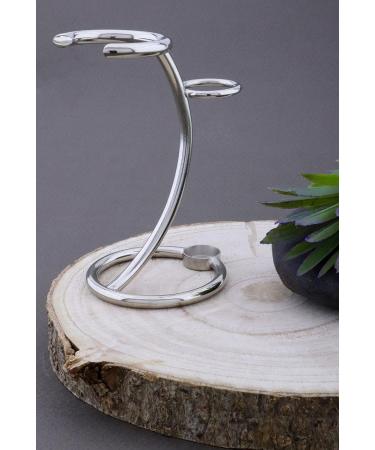 Haryali London Sustainable 2-in-1 Razor Stand & Brush Holder | Curved Design, Chrome Finish, Non-Rustic | Shaving Brush Stand, Razor Holder - Zero Waste - Buy Online on SooperMarket.com